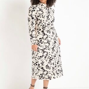 🖤🤍🖤Eloquii Black and Cream Dalmatian Print Long Sleeve Dress